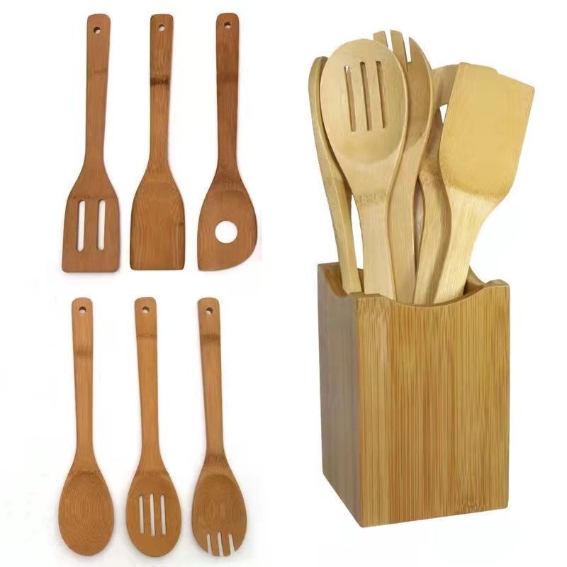 8 in 1 Eco FriendlyBamboo Kitchen Utensil Set Tool Kitchenware (Bamboo