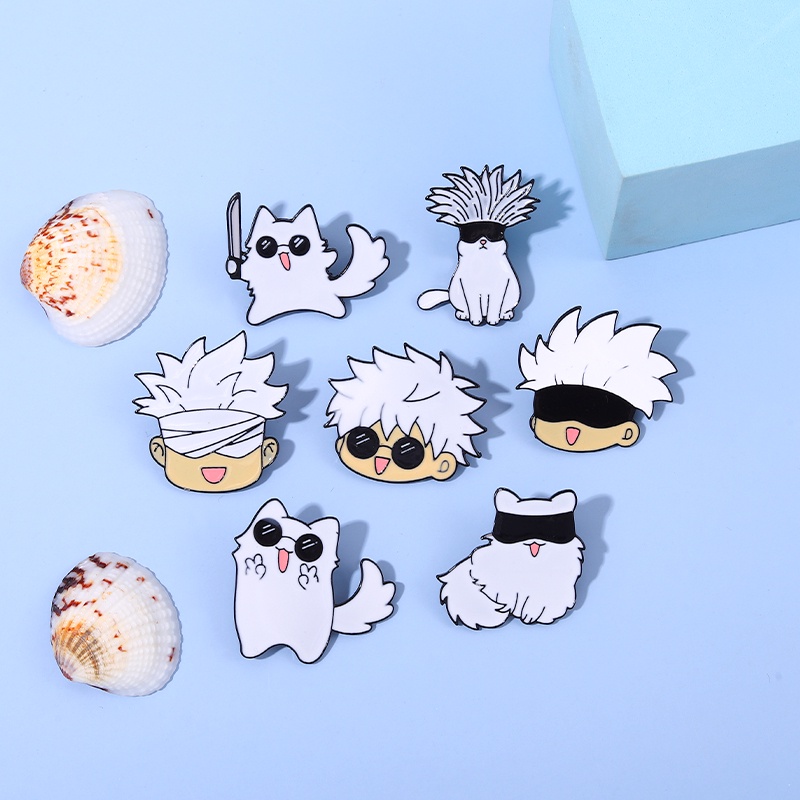 Ready Stock Quick Shipping Free Anti-Glare Brooch Curse Backtact Five Goods Cartoon Anime Metal Badge Cute Clothes Ba