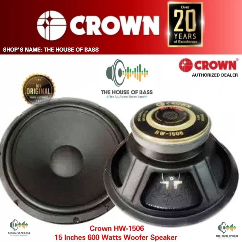 Crown HW-1506 15 Inches 600 Watts Woofer Speaker (Sold By Piece ...