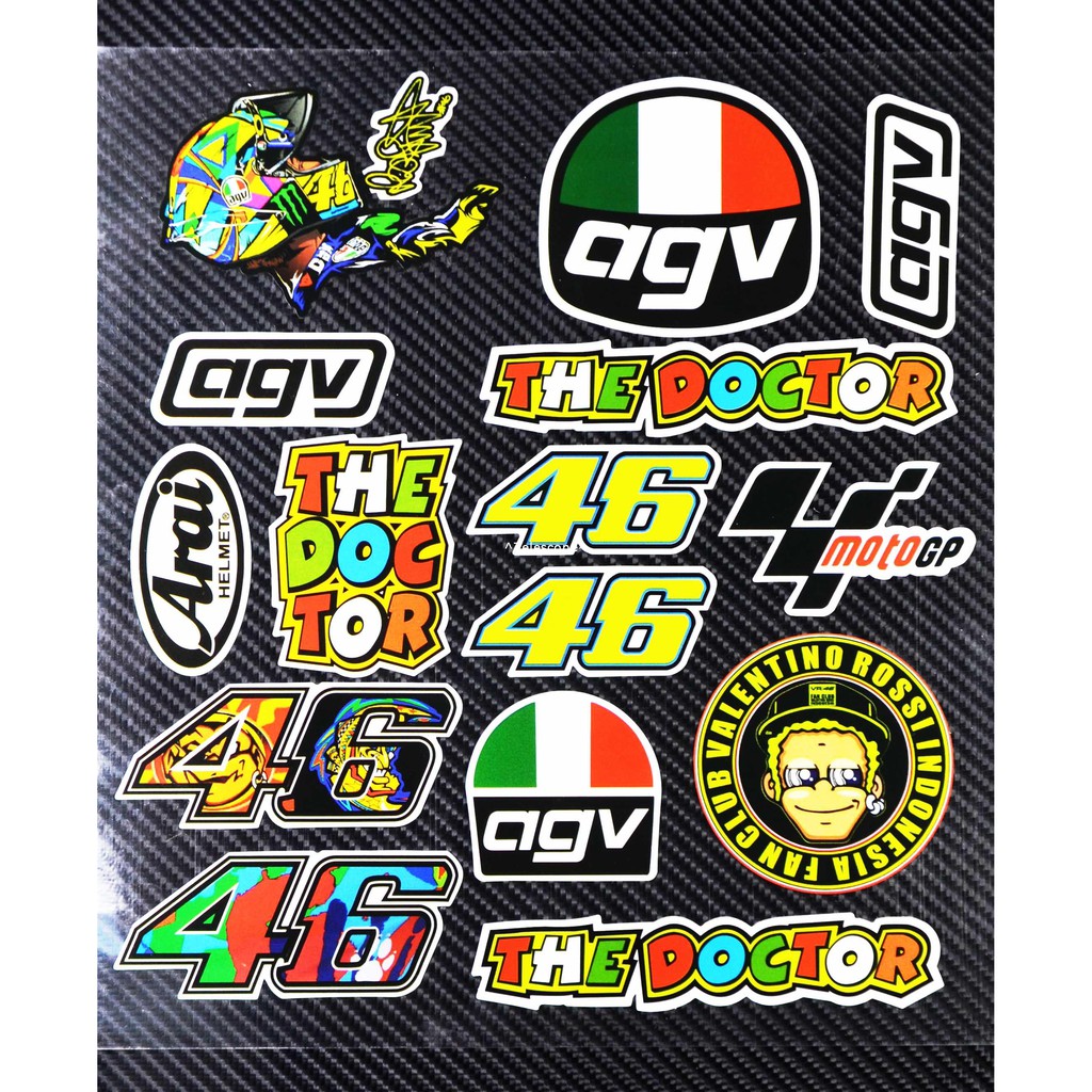 Motorcycle Sticker Decal 46 Rossi Sticker Italy Agv Shark Helmet