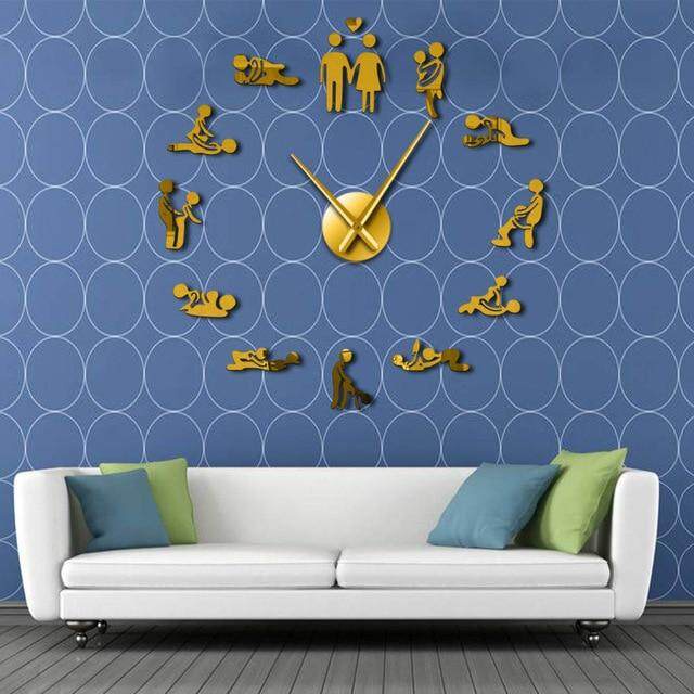 Bachelorette Game Sexy Kama Sutra Diy Adult Room Decorative Giant Wall Clock Sex Love Position