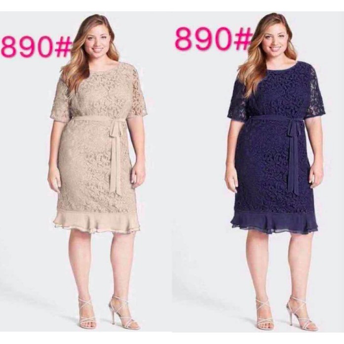 Plus Size Short Sleeve Elegant Lace Dress | Shopee Philippines