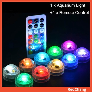 RED♥ Remote Control Color Change Round Aquarium LED Light Submersible Fish Tank Lamp