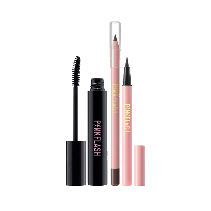 PINKFLASH Eyes Makeup Set Eyeliner Eyebrow Pencil Mascara Black Daily Use Waterproof Cruelty