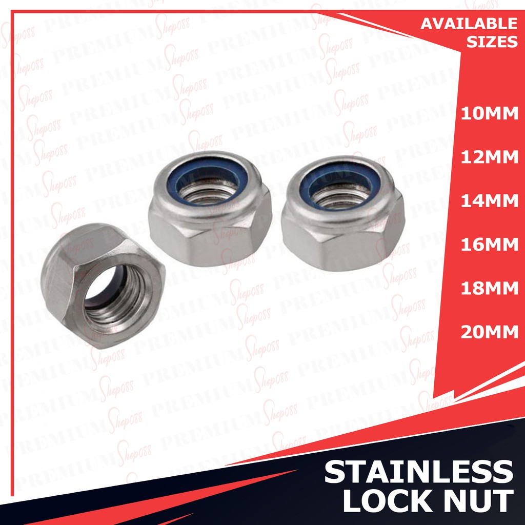 1/5pcs M10 M12 M14 M16 M18 M20 Stainless Lock Nut 10MM 12MM SS Locknut