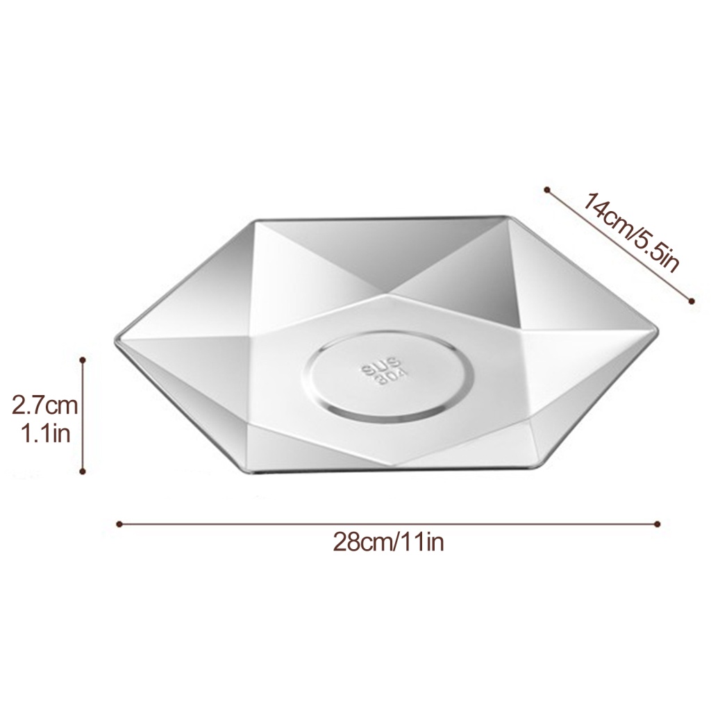 WES Hexagonal Plates Dishes Trays Serving Tray Simple Stainless Steel Smooth Durable Cake Basket Home Decor Shallow Tableware Garden Restaurant Cafe Diamond Golden Fruit Bowl