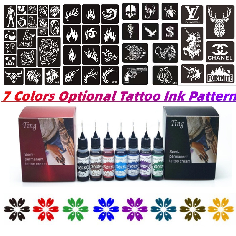 7 Colors DIY Tattoo Ink Design Waterproof Semi longlasting pigment temporary Tattoo sticker Ink