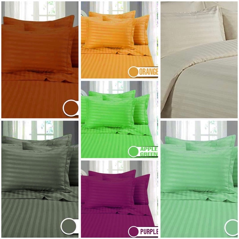 PLAIN STRIPES CANADIAN COTTON 3 IN 1 BEDSHEET (1 FITTED BEDSHEET WITH 2