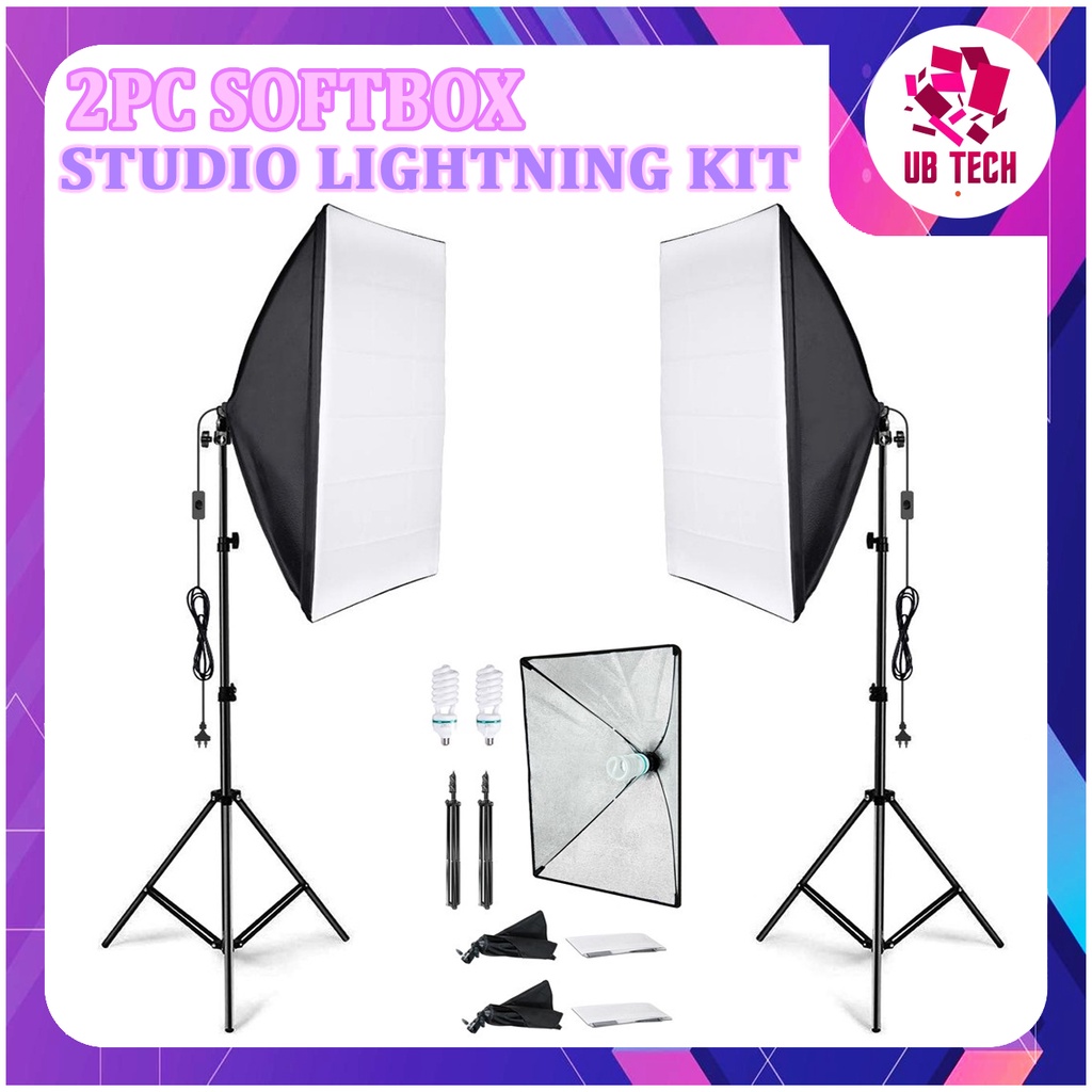 Product Photography and Video Shooting 20x28/50x70cm Softbox with E27 Socket Light Lighting Kit for Photo Studio Portraits YISITONG 2x135W Professional Photography Softbox Lighting Carry Bag 