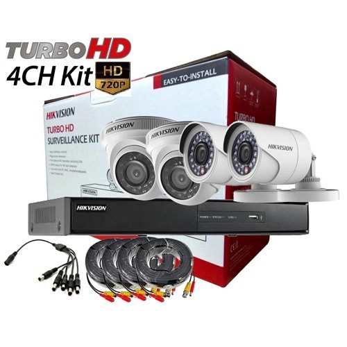 CTM Hikvision 1MP 720P HD 4 Channel Turbo HDTVI CCTV Combo Package Kit