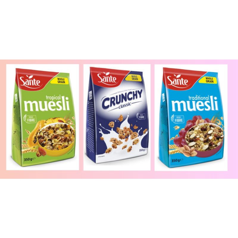 Sante Muesli Tropical and Sante Muesli Traditional 350g NO FREE MILK