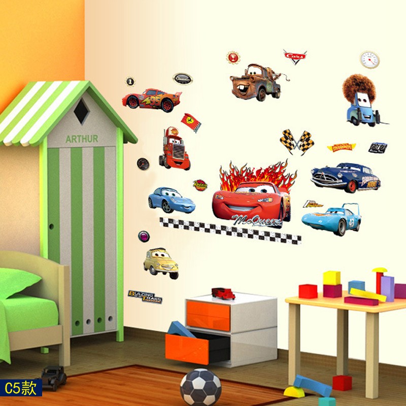 ☂✇□Cars cartoon stickers lightning McQueen children room bedroom metope  wallpaper can remove the w | Shopee Philippines