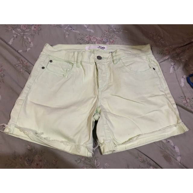 lime green denim shorts