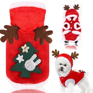 Hipidog Dog Clothes Christmas Pet Shih Tzu Puppy Outfit Winter Xmas Santa Reindeer Costume Cat Hoodie Coat Party Dress Up