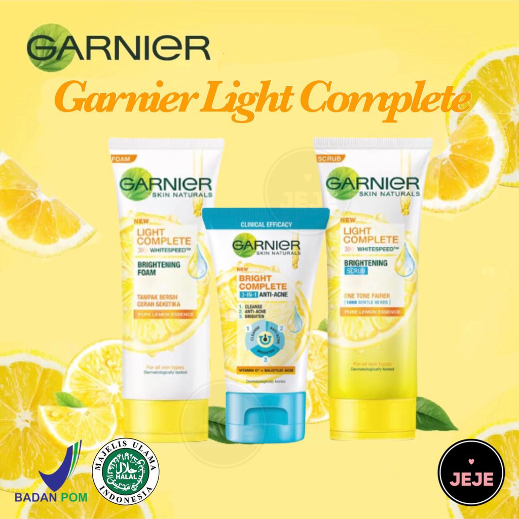 Garnier Light / Bright Complete Vitamin C Face Wash Foam / Scrub / 3in1 Anti Acne Shopee
