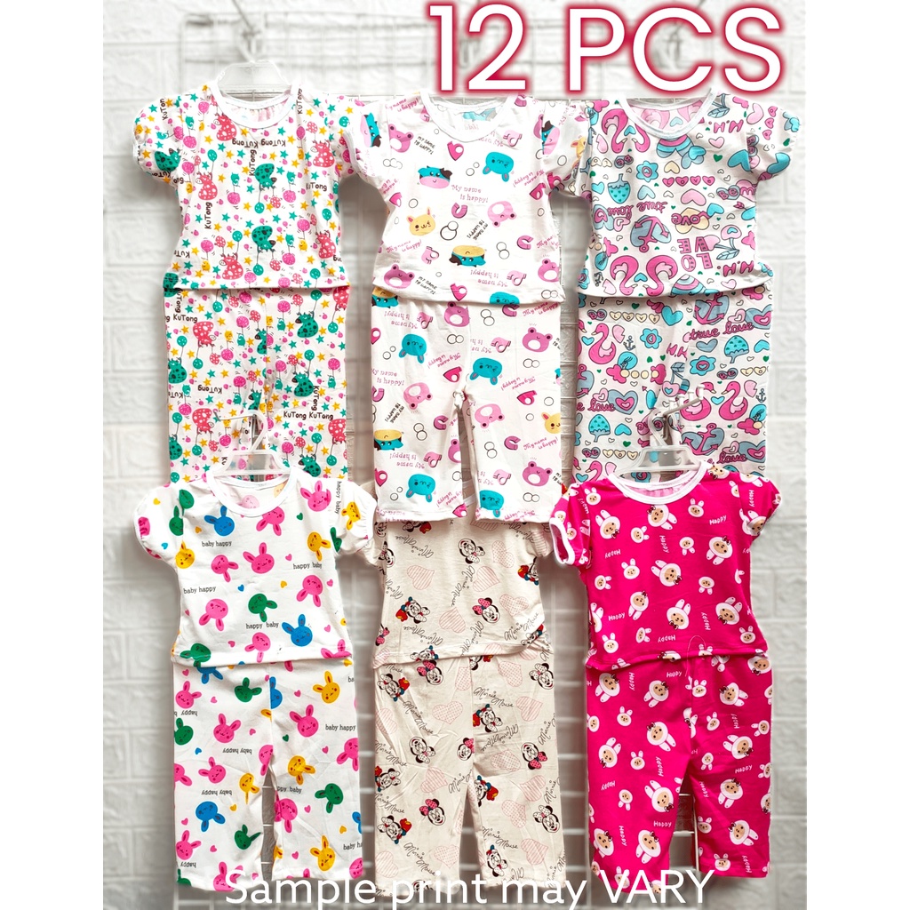 12 PCS/6 pairs SALE TSHIRT/SANDO TOKONG baby Girl 0-10 months terno ...