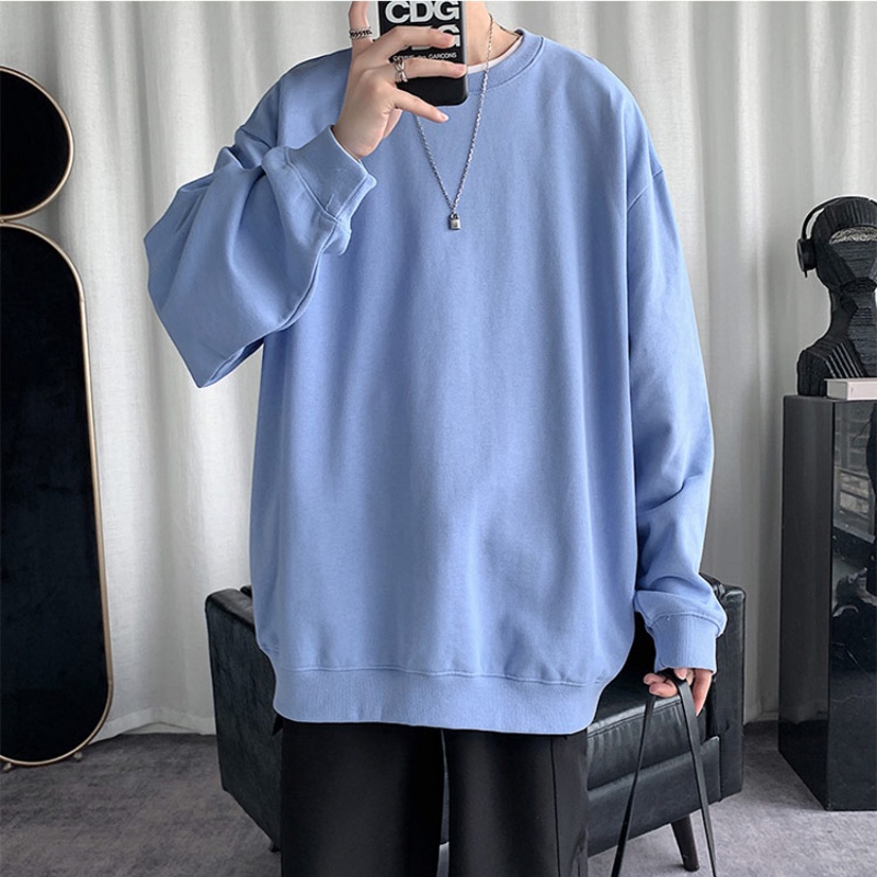Collared hoodie men Spring Fashion loose INS solid color hip hop long sleeve student couple clothes