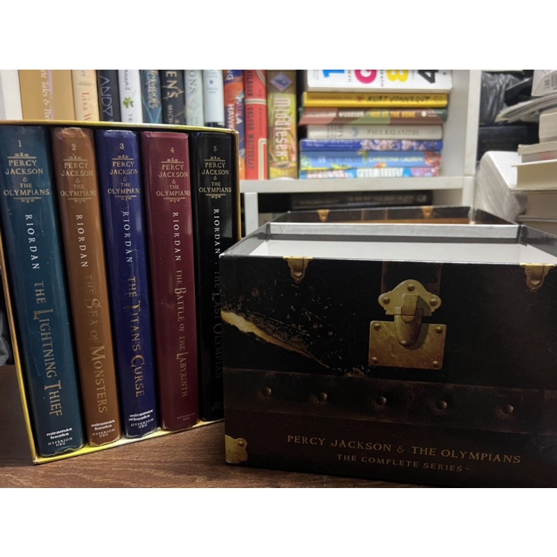 Percy Jackson & The Olympians Rick Riordan 15 Trunk Chest Set With Map and Stickers Rare Boxed
