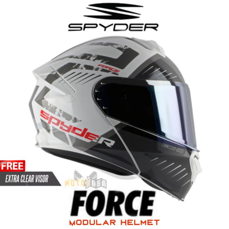 SPYDER Force GD S4 Modular Dual Visor Helmet w/ Free Extra Clear Visor ...