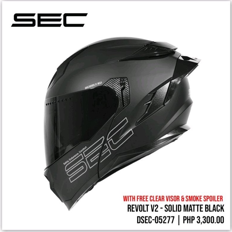 Sec Revolt V2 Modular Dual Visor (FREE SMOKE LENS/SPOILER) Shopee