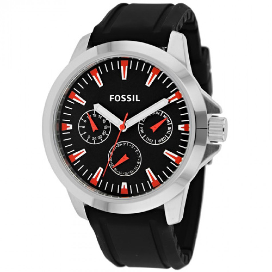 fossil black silicone strap