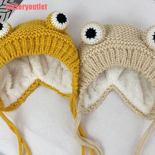 FCPH Solid color Cartoon frog knitted hat winter warm hat Skullies cap beanie for kid #6