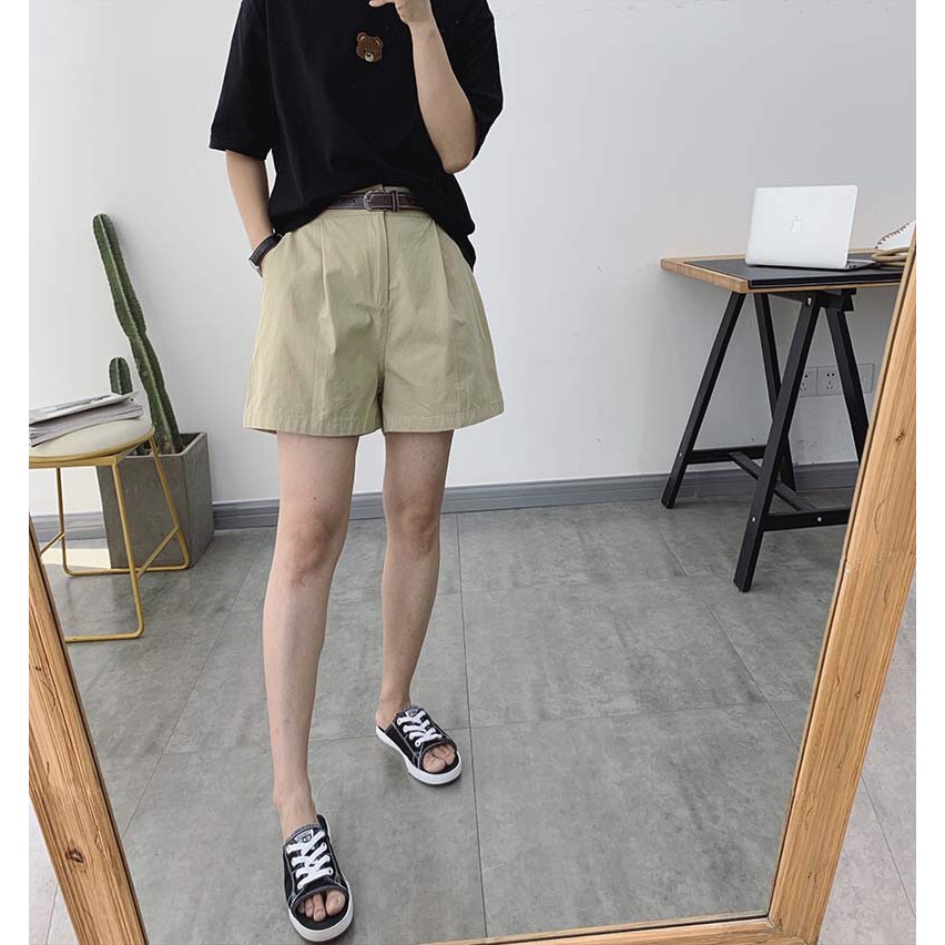 khaki shorts high waisted