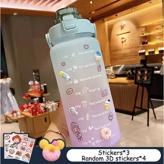 2L PASTEL Motivational Water Bottle with Time Marker & Straw-BPA Free Locking Flip-Flop Lid(STICKER) #5