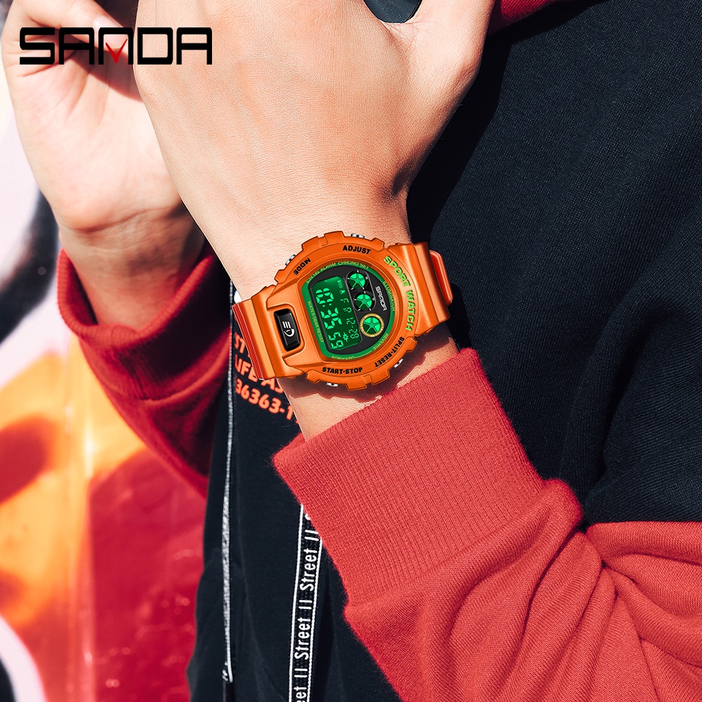 Sanda Men Fashion Digital Sports Watch Waterproof LED Chrono Alarm Clock