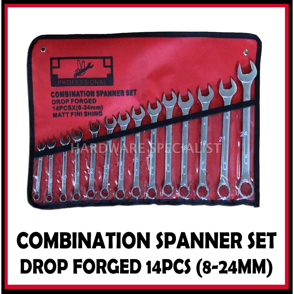 Combination Spanner Set Drop Forged 14pcs (8-24mm) | Shopee Philippines