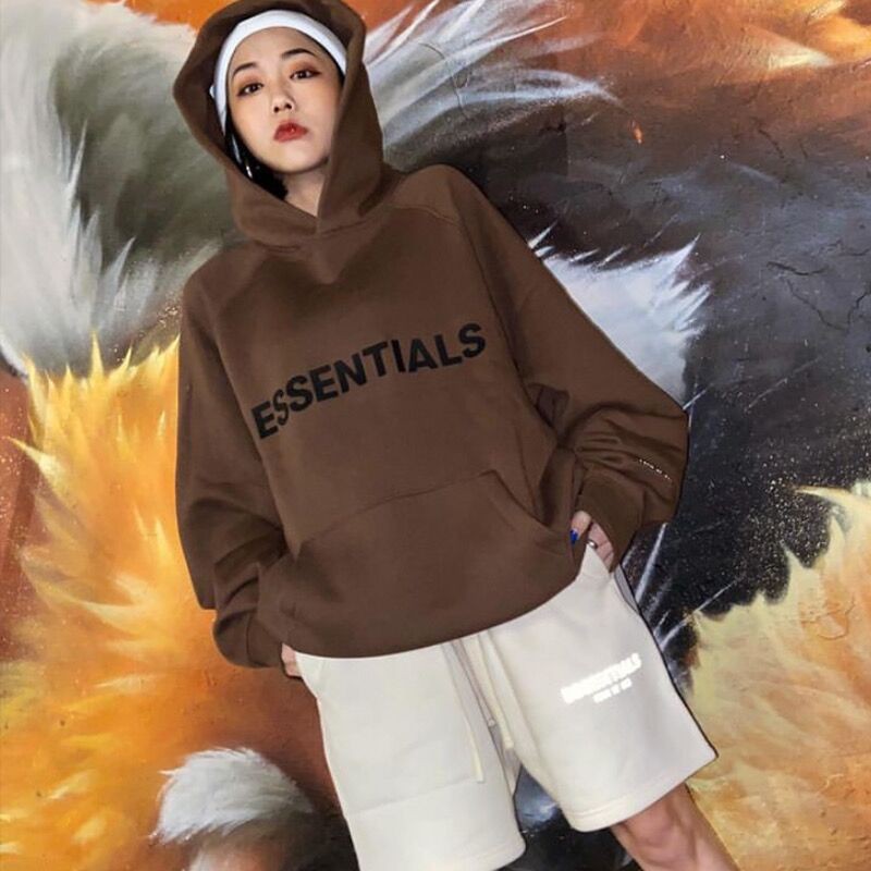 brown essentials hoodie outfit