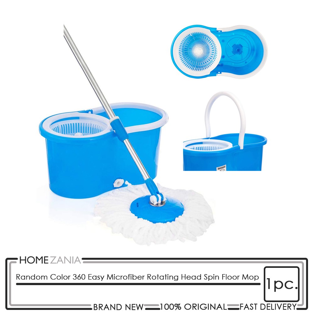Spin Mop Stainless Steel Wringer Bucket with Mop Pole &amp; 2