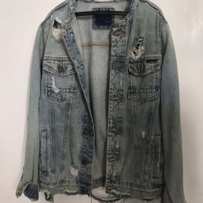Zara Man 1975 Distressed Denim Jacket (M) Shopee Philippines