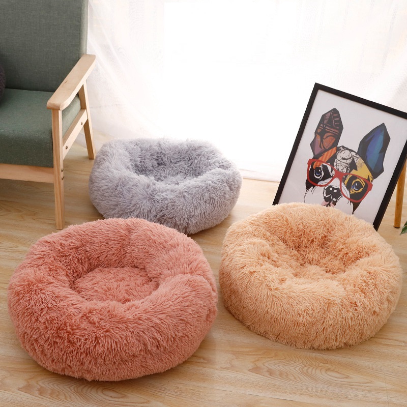plush dog house bed