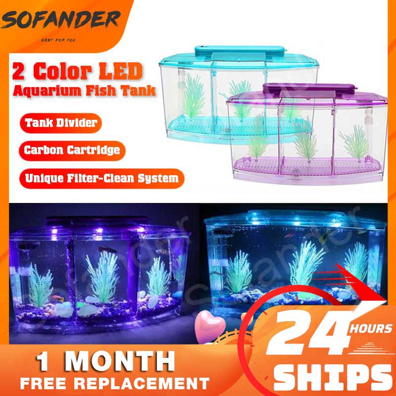 Cod Ready Stock Betta Fish Tank Mini Aquarium Betta Fish Aquarium With Decoration Led Lamp Shopee Philippines