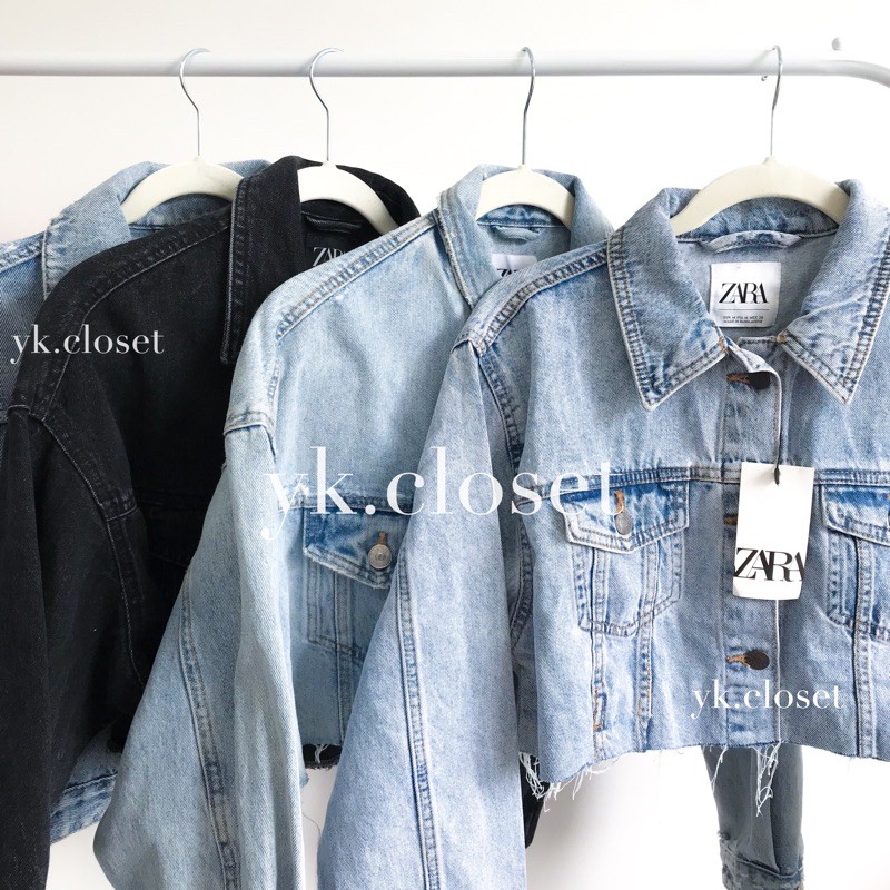 cropped stretch denim jacket