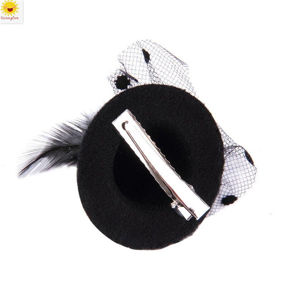 sahnah HotCute Children Kid Girl Mini Hat Style Head Hair Clip Party Decor Accessories New Fashion Black 