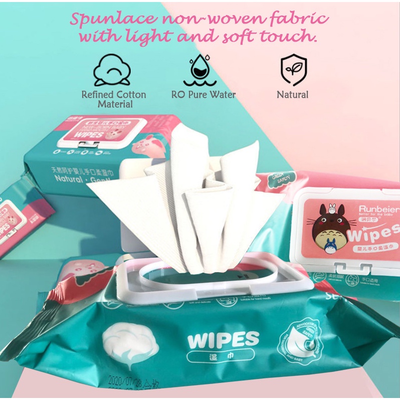 Baby Wipes NonAlcoholic Wipes Removes Germs Anti Virus Fresh Fragrance