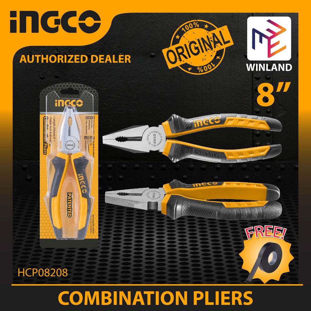 INGCO Original Polish and Anti-Rust Combination Pliers 8" 200mm with FREE Electrical Tape HCP08208 | Shopee Philippines