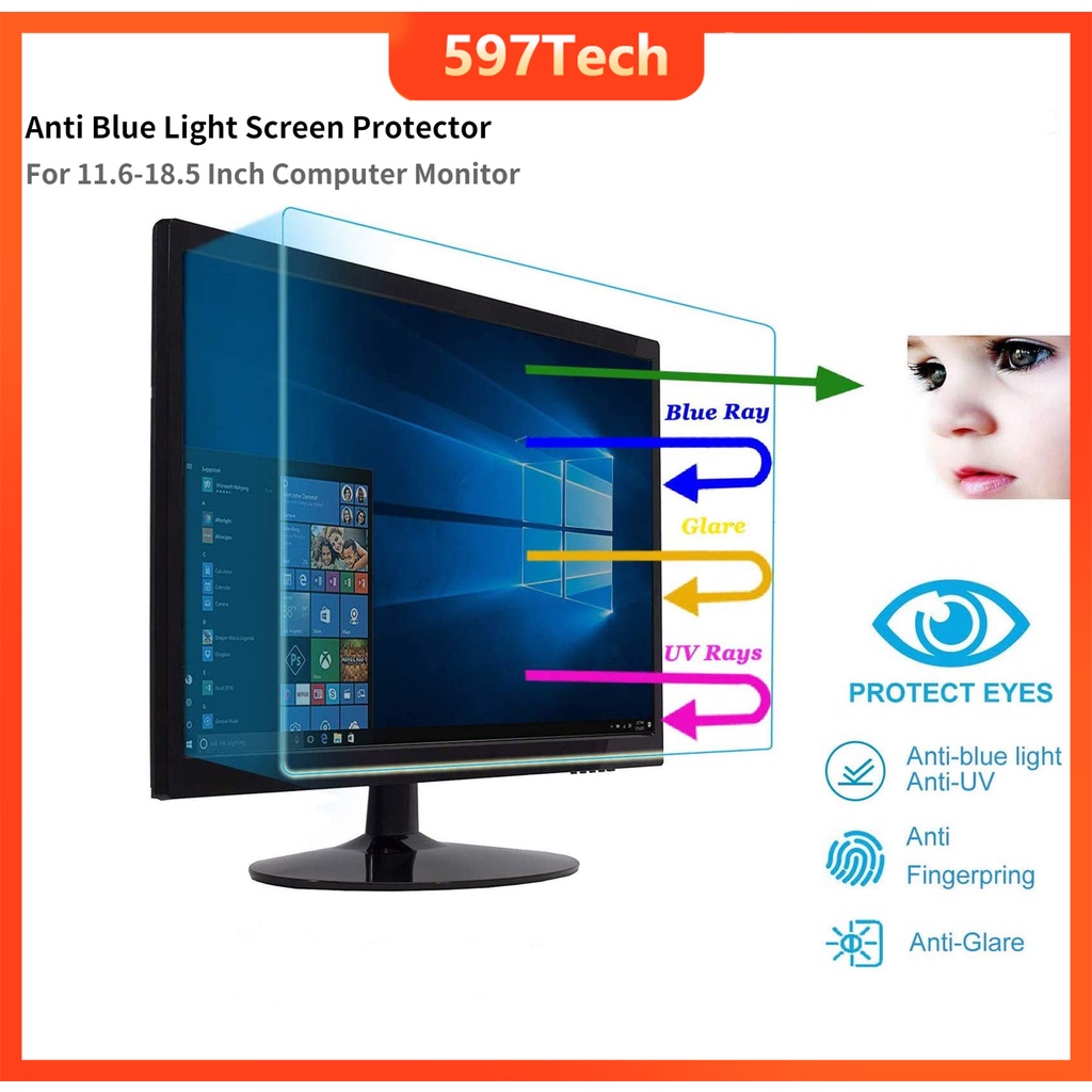 Anti Blue Light Screen Protector for 11.6”-18.5” Monitor,Laptop Anti Blue Light Filter Screen Protector Filter Blue Light Relief with Aspect Ratio 16:9 - Reduce Eye Fatigue Strain ₱1,174
