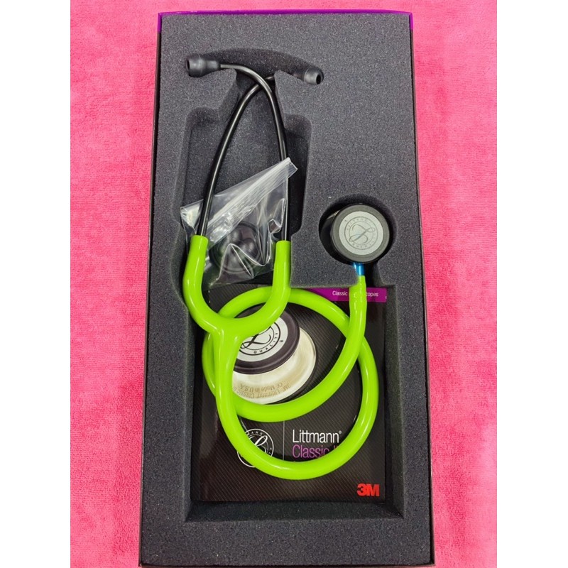 3M Littmann Classic III Stethoscope 5875 Lime Green Smoke Finish Blue