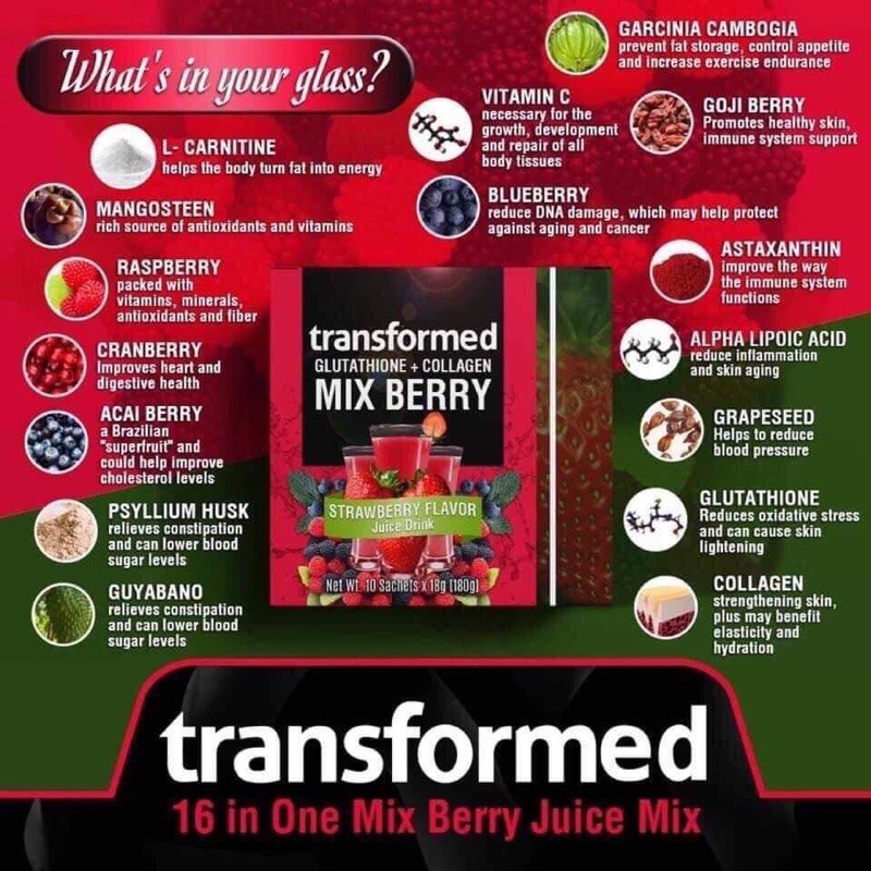 Transformed Slimming Glutathione Mix Berry Juice Shopee Philippines