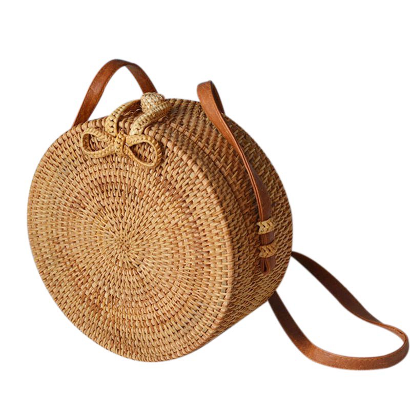 round rattan sling bag