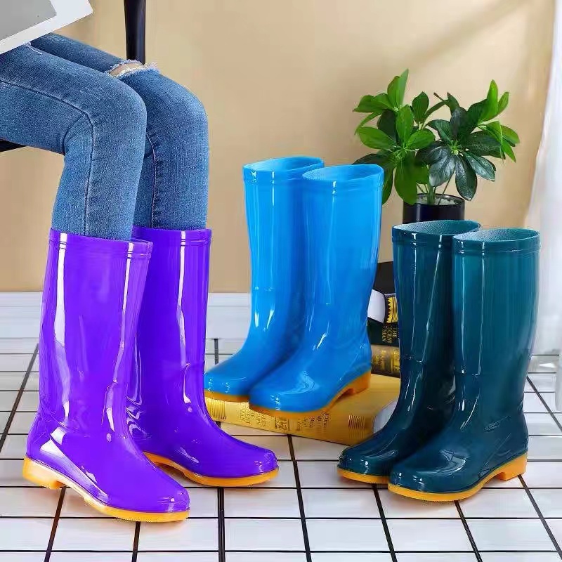 High Cut Rain Boots (Bota) For Ladies Rain shoes women's high rain boots PVC water shoes