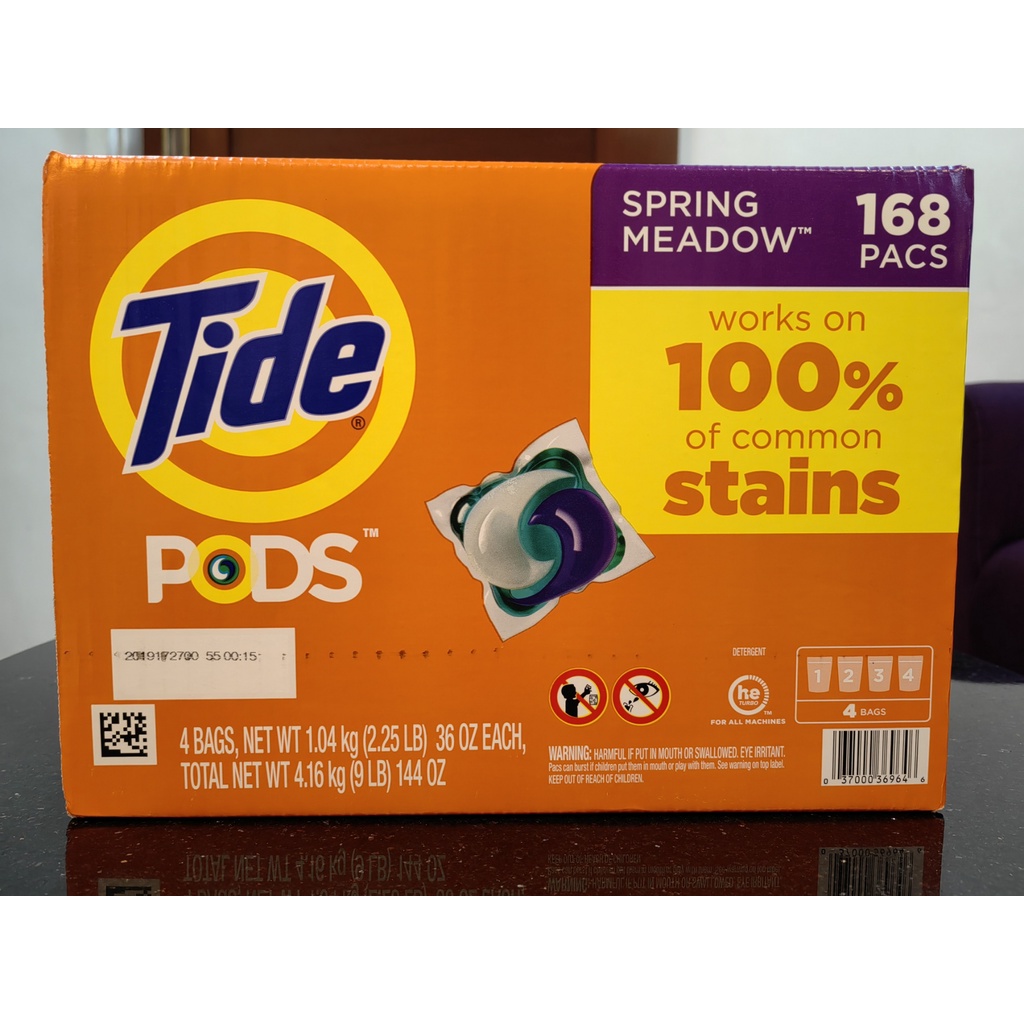 Tide PODS Liquid Laundry Detergent Pacs, Spring Meadow, 168 pods