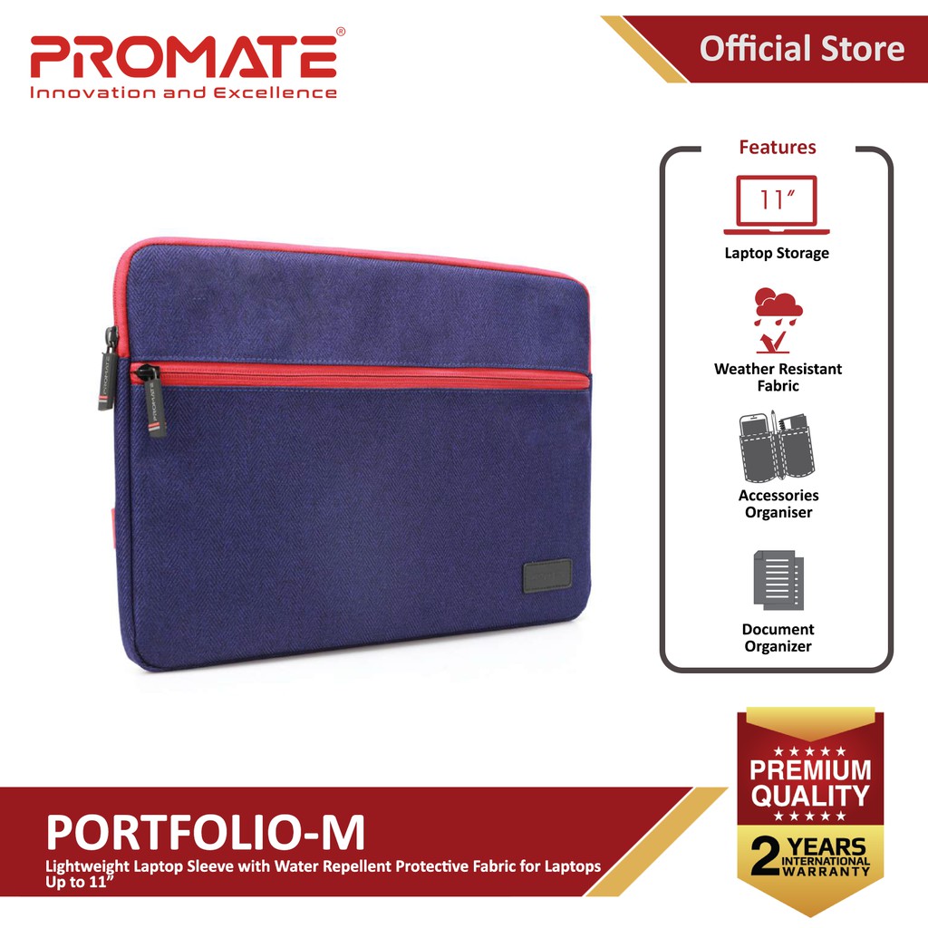 Promate PortfolioM Sleek Water Resistant Laptop Sleeve Shopee