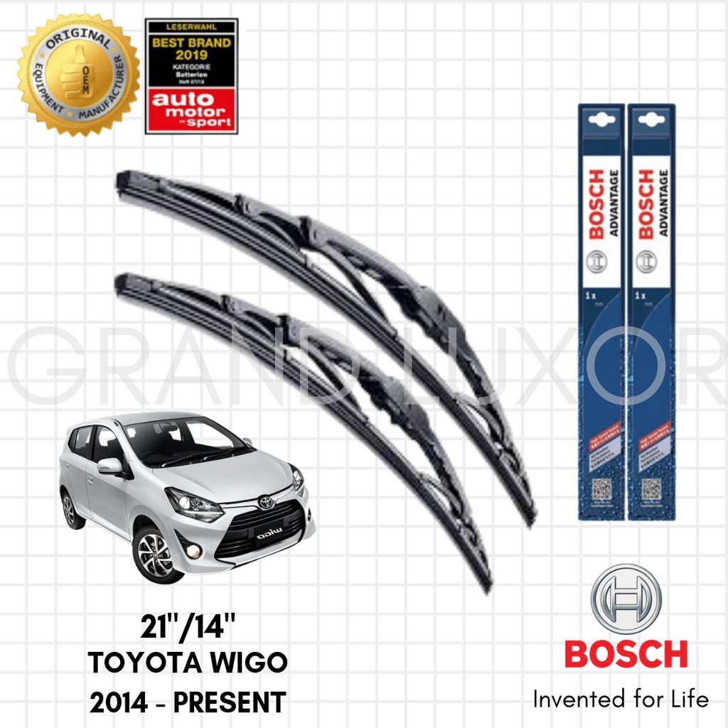 Bosch Advantage Wiper Blade Set For Toyota Wigo 2014 - Present (21 / 14 ...