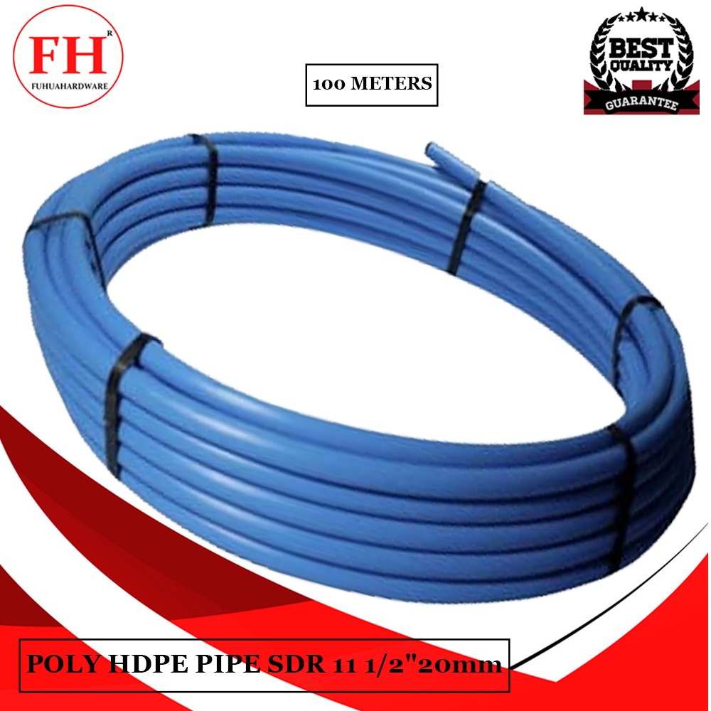 High Quality (HDPE or PE Pipe) POLY HDPE PIPE SDR 11 1/2" 20mmx100