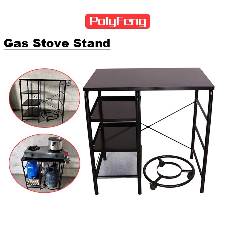POLYFENG Heavy Duty Gas Stove Stand Double Metal Organizer with LPG