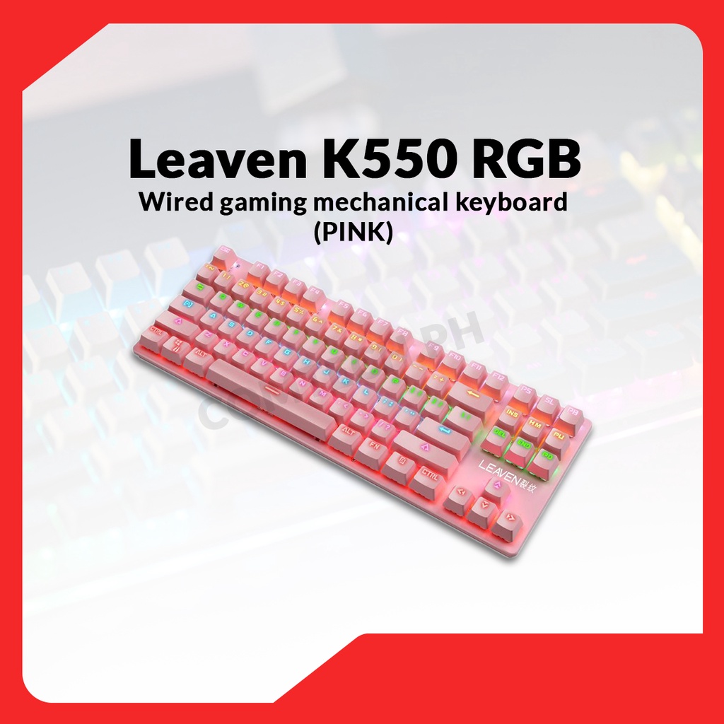 Leaven K550 Wired Gaming Mechanical Keyboard Black, White, Pink, Blue Shopee Philippines